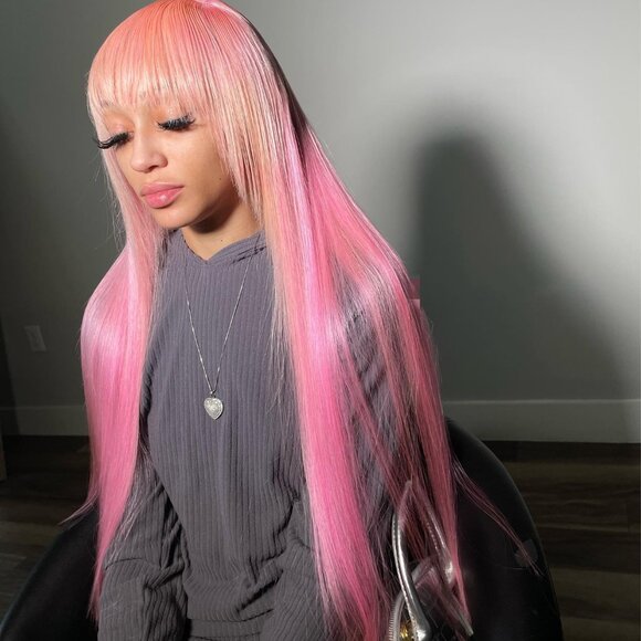 Pink Straight Lace Front Wig